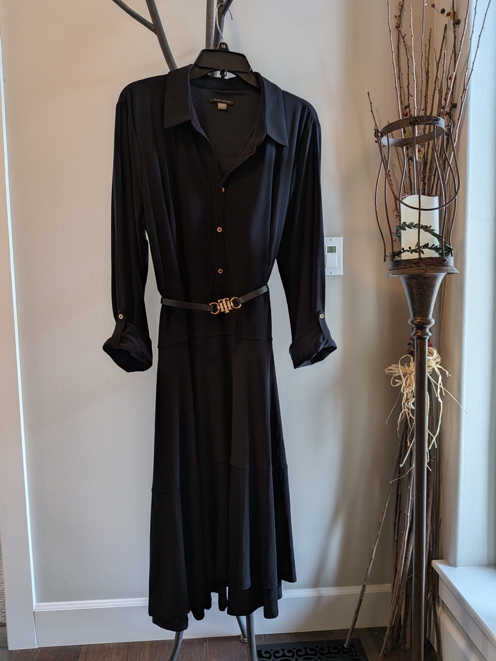 Tommy Hilfiger Classic NAVY Shirt Dress with Gold Buckle Belt